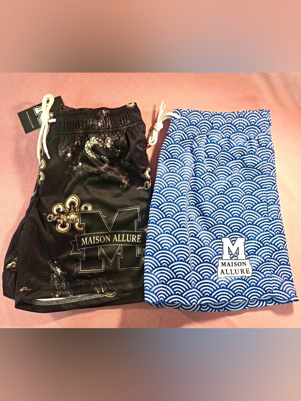 Men’s Flat Front Shorts — Black and Blue